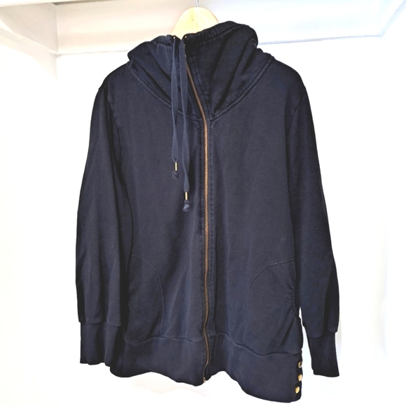 MXM | Black with gold details zip up loose turtleneck womans sweater - Picture 1 of 8